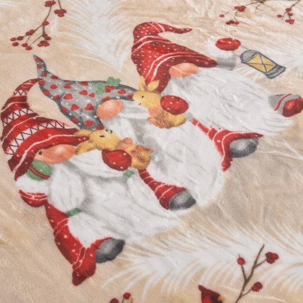 Pătură crem din micropluș/cocolino 150x200 cm  cu model de Crăciun Goblin – My House-image-1