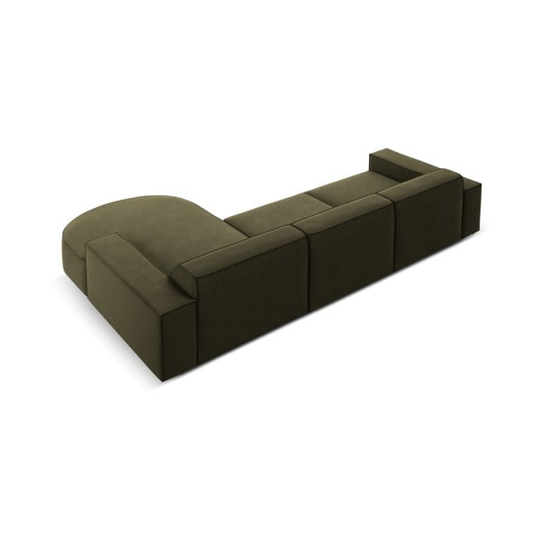 Colțar verde cu tapițerie din catifea (cu șezlong  pe partea dreaptă) Jodie - Micadoni Home-image-4