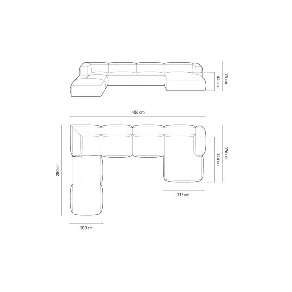 Colțar modular verde (cu colț pe partea stângă /în formă de "U") Martina – Micadoni Home-image-4