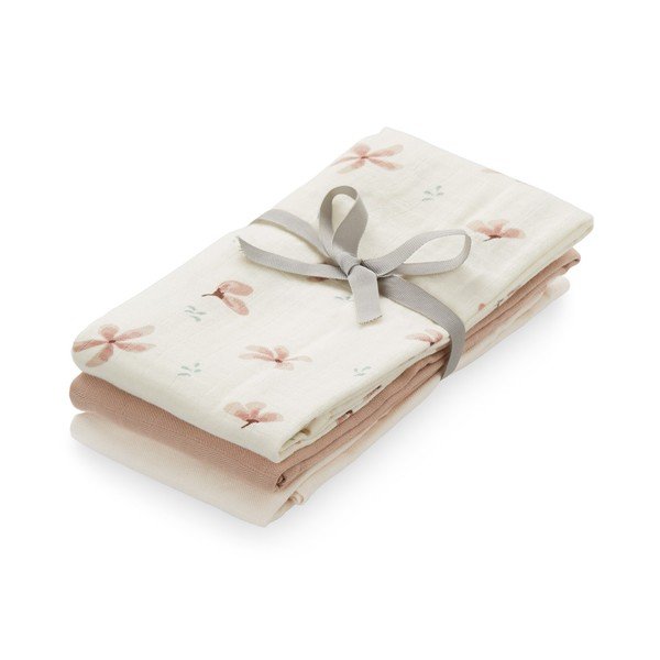 Scutece pentru copii 3 buc. din bumbac organic 70x70 cm Windflower Creme, Dusty Rose, Powder – Cam Cam Copenhagen