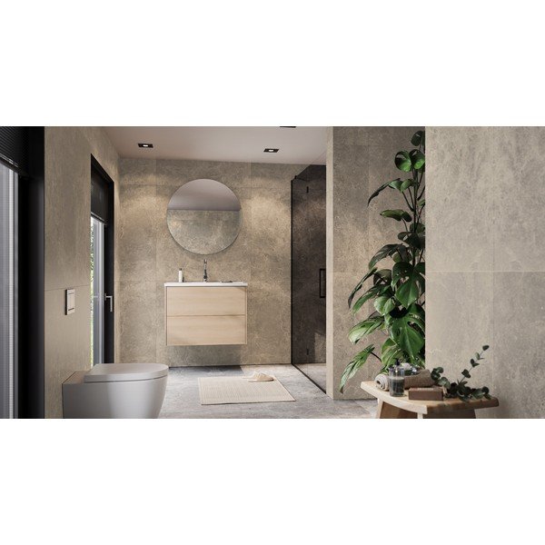 Dulap sub chiuvetă în culoare naturală suspendat cu aspect de lemn de stejar 81x61 cm Bodera – Germania-image-1