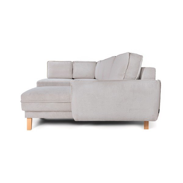Colțar gri deschis extensibil/cu spațiu de depozitare cu tapițerie din catifea reiată  (cu colț pe partea stângă/în formă de "U") Tori – Bonami Selection-image-4