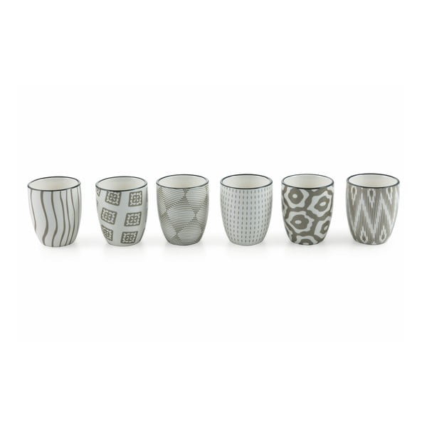 Set 6 pahare din ceramică Villa d´Este Confusion, gri
