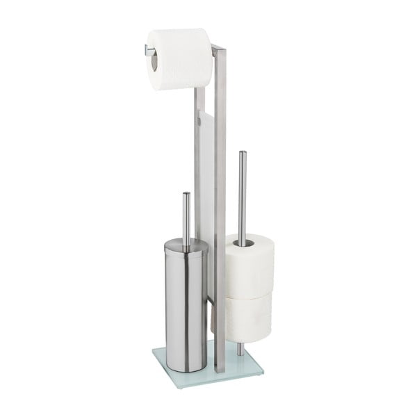 Suport pentru perie WC și hârtie igienică Wenko Rivalta, argintiu-image-2