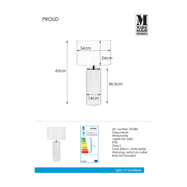 Veioză Markslöjd Proud, 34 cm, alb-image-2