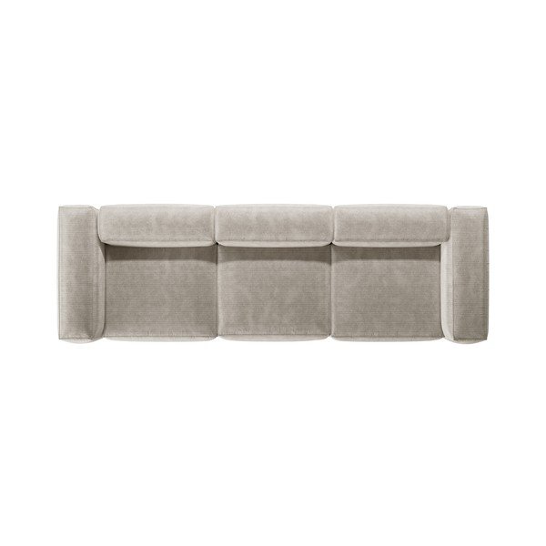 Canapea bej cu tapițerie din catifea reiată  364 cm Bergamo – Cosmopolitan Design-image-3