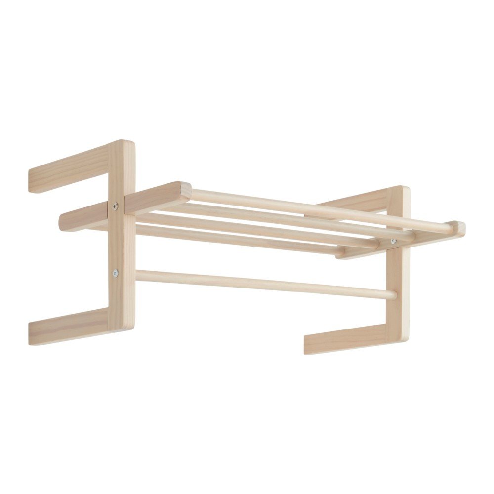 Cuier de perete în culoare naturală deschisă cu raft din lemn de pin 70 cm Eddison – Jotex