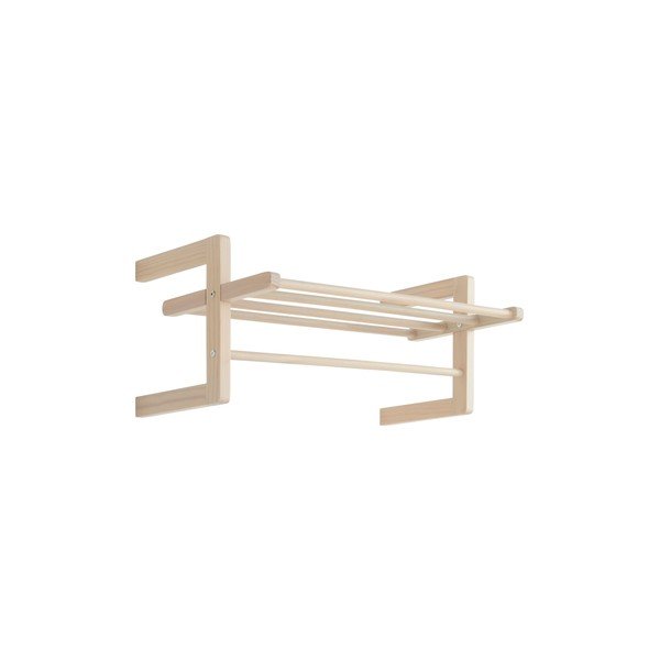 Cuier de perete în culoare naturală deschisă cu raft din lemn de pin 70 cm Eddison – Jotex