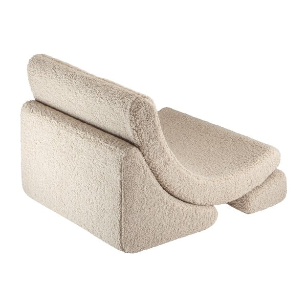 Fotoliu de copii maro deschis cu tapițerie din țesătură bouclé Moon – Wigiwama-image-2