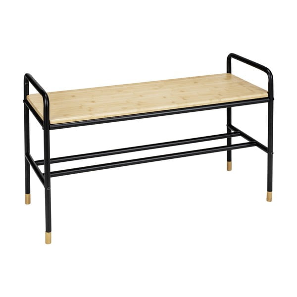 Pantofar negru/natural  cu bancă din metal Loft – Wenko