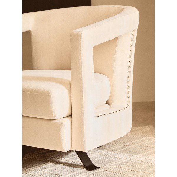 Fotoliu bej pivotant cu tapițerie din catifea Hestia – Premier Housewares-image-4