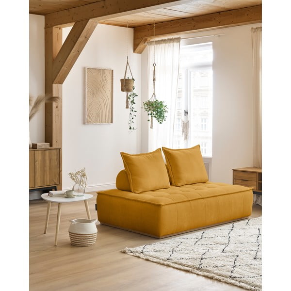 Canapea galben-muștar cu tapițerie din chenille 175 cm Elisa – Bobochic Paris-image-1