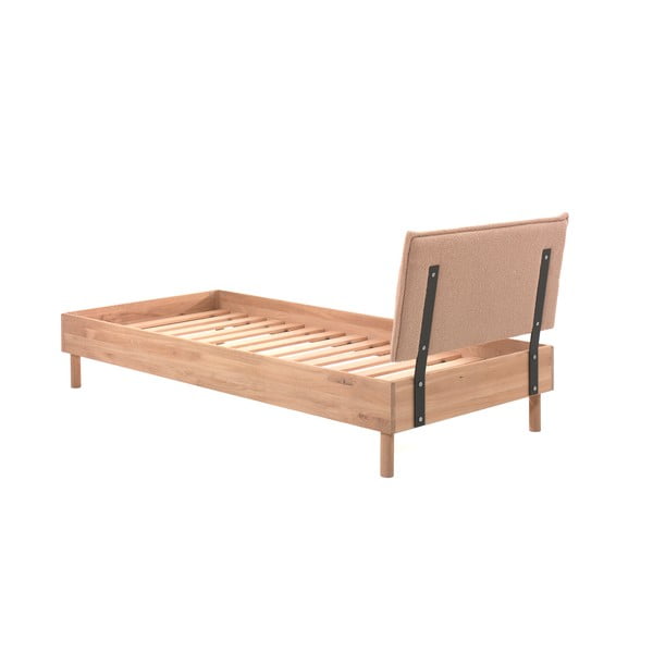 Pat în culoare naturală din lemn de stejar cu somieră 90x200 cm Forrest – Vipack-image-2