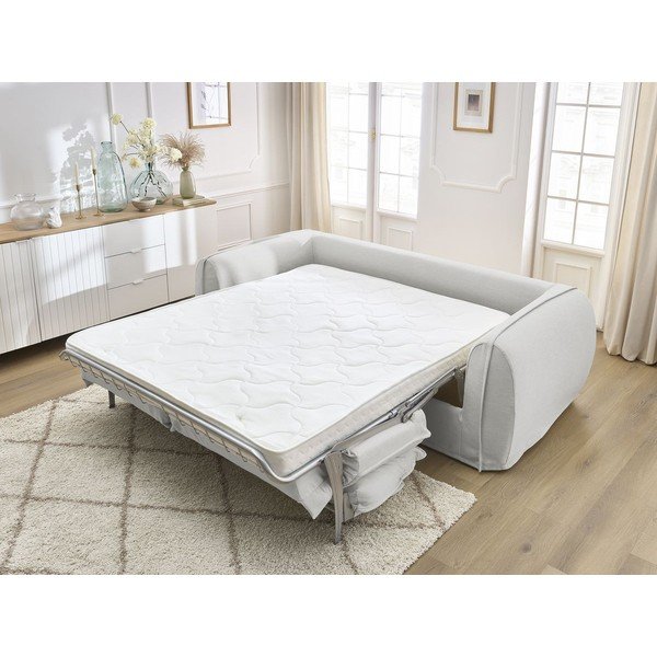 Canapea gri deschis pentru dormitul zilnic/extensibilă 236 cm Archimede – Bobochic Paris-image-1