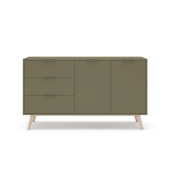 Comodă verde cu aspect mat 140x81x40 cm Campus – Marckeric-image-2