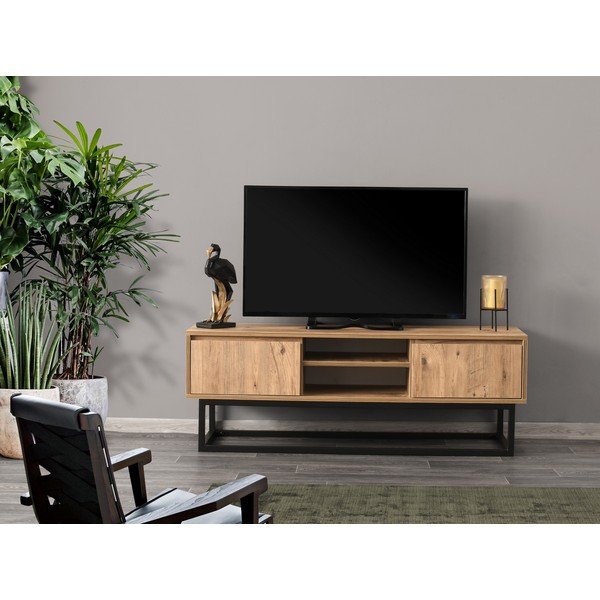 Comodă TV cu aspect de lemn de pin Kalune Design Belinda, lungime 140 cm, natural-image-2