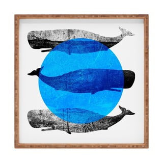 Tavă decorativă din lemn Whale, 40 x 40 cm