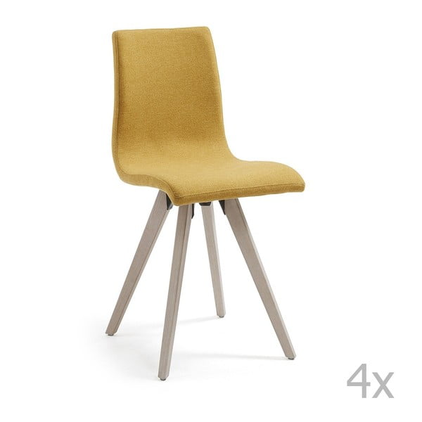 Set 4 scaune La Forma Una, galben muștar