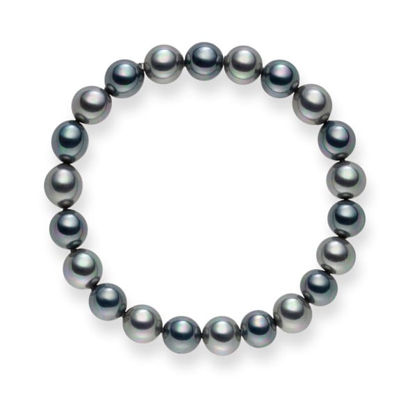 Brățară cu perle Mystic, 19 cm, argintiu-gri antracit