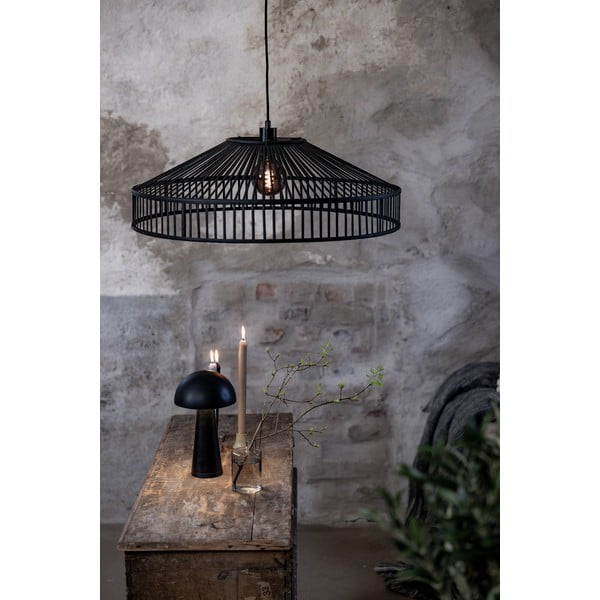 Lustră neagră cu abajur din bambus ø 70 cm Tapa – Markslöjd-image-1