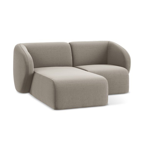 Colțar maro deschis cu tapițerie din catifea (cu colț pe partea stângă/cu șezlong) Lani – Makamii-image-4