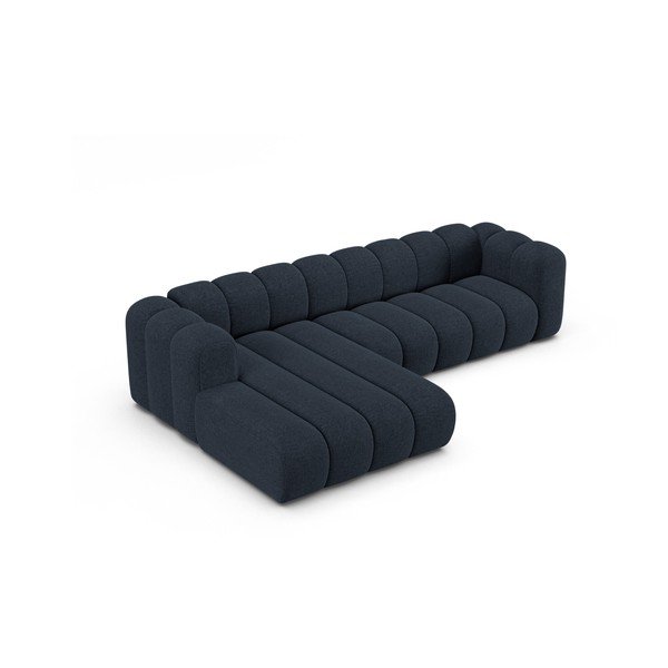 Colțar albastru închis cu tapițerie din chenille (cu colț pe partea stângă/cu șezlong) Lupine – Micadoni -image-2