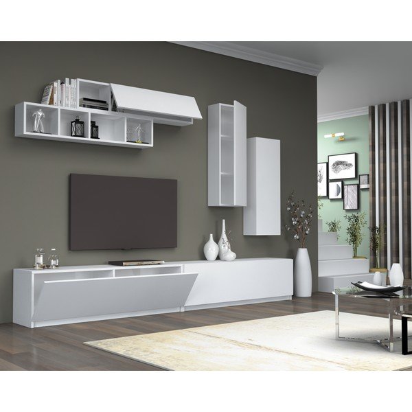 Masă TV albă 140x40 cm Dona - Gauge Concept-image-1