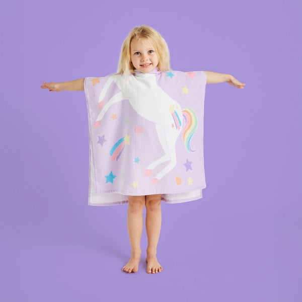 Poncho pentru copii mov din bumbac Unicorn – Catherine Lansfield-image-2