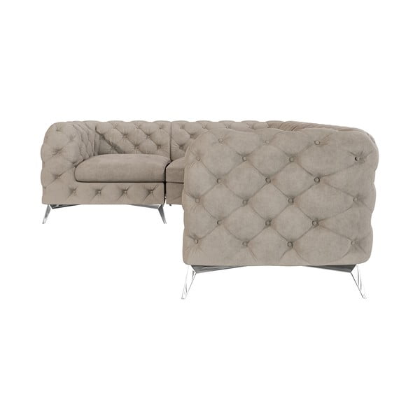 Colțar grej cu tapițerie din catifea (cu colț pe partea stângă/în formă de ”L”) Chelsea – Ropez-image-2