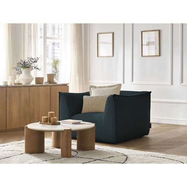 Fotoliu albastru închis cu tapițerie din catifea reiată Giorgia – Bobochic Paris-image-4