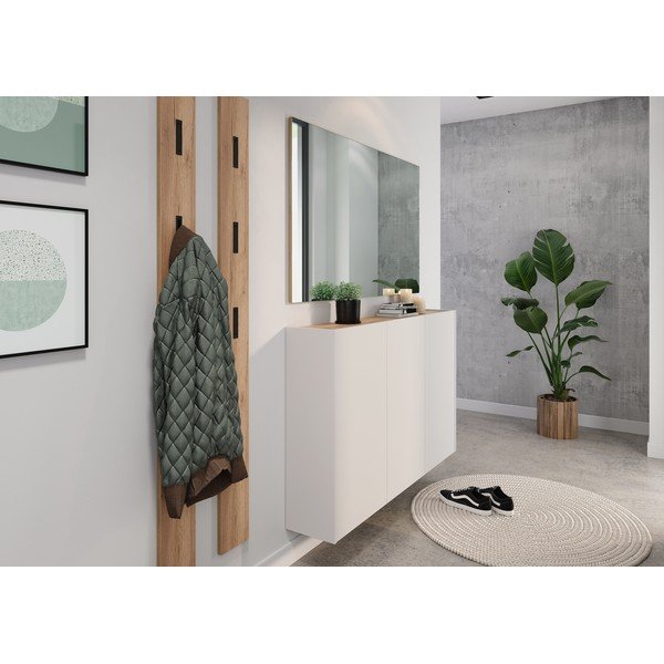 Dulap crem cu aspect de lemn de stejar 138x87x25 cm Libbiano – Germania-image-1