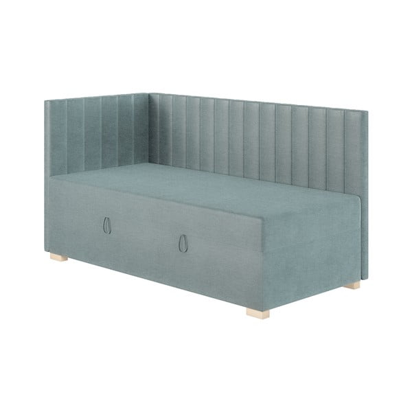 Pat pentru copii  albastru pe colț cu spațiu de depozitare cu saltea 90x200 cm Snugi – Ghado-image-3