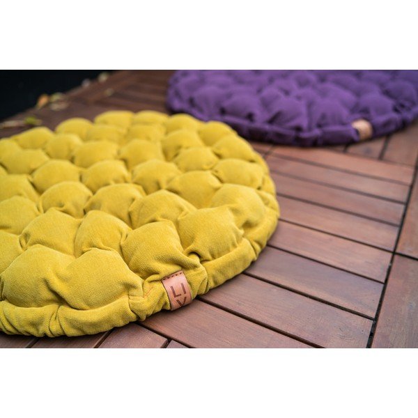 Pernă relaxare cu bile de masaj Linda Vrňáková Bloom, ø 75 cm, albastru - gri-image-3