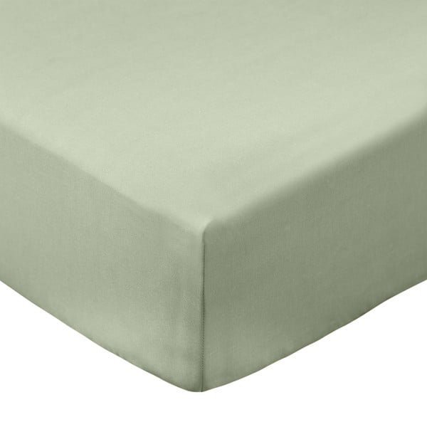 Cearceaf verde din bumbac percal cu elastic 150x200 cm Cotton Percale – Bianca