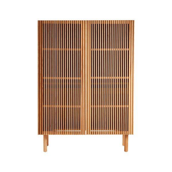 Dulap în culoare naturală cu aspect de lemn de frasin cu orificiu pentru cabluri 100x140x45 cm Sion – Jotex-image-2