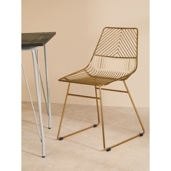 Scaun de dining auriu din metal District – Premier Housewares-image-3