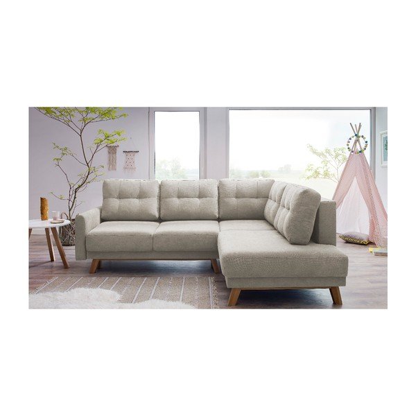 Colțar extensibil cu șezlong pe partea dreaptă Bobochic Paris Balio, bej, 244 cm-image-2