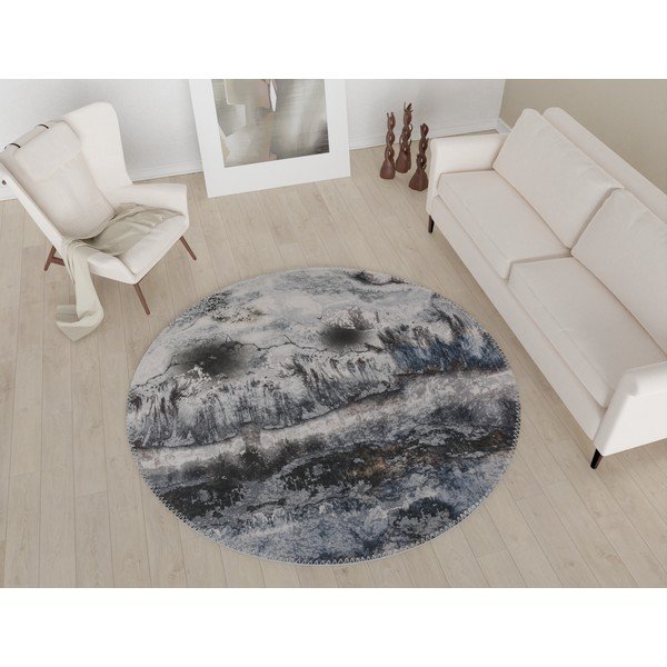 Covor gri lavabil rotund ø 80 cm – Vitaus-image-1