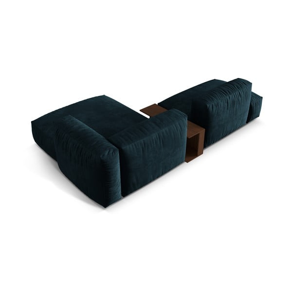 Colțar modular albastru închis cu tapițerie din catifea (cu colț pe partea dreaptă/cu șezlong) Martina – Micadoni -image-3