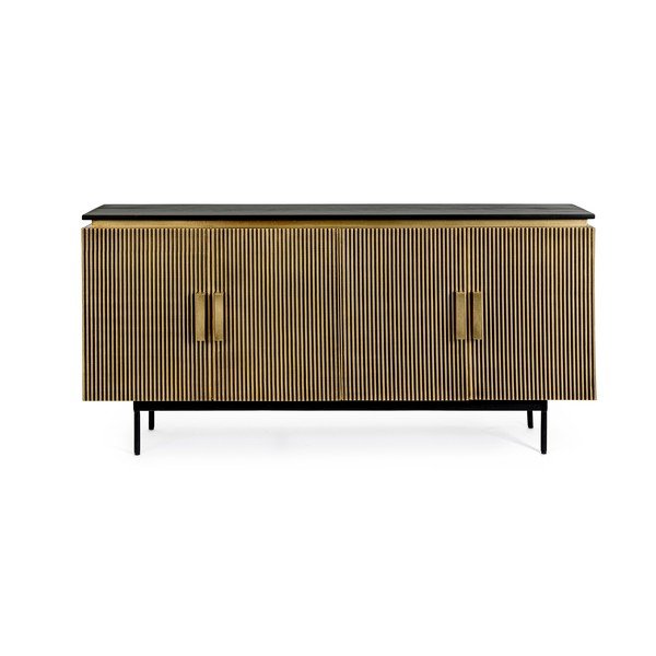 Comodă neagră/în culoare naturală 160x80x40 cm Virat – Bizzotto-image-1