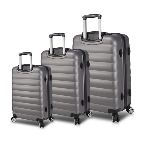 Set 3 valize cu roți și port USB My Valice RESSO Travel Set, gri