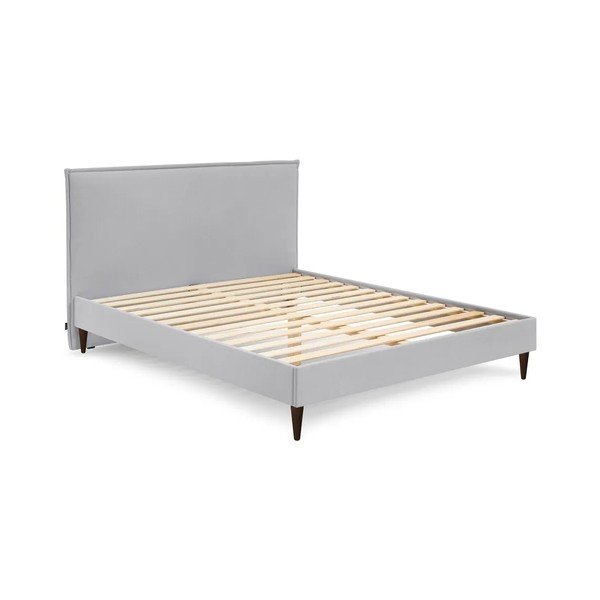 Pat matrimonial 180x200 cm gri deschis tapițat cu somieră Sary – Bobochic Paris