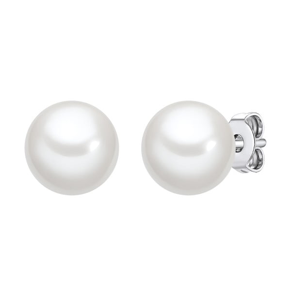 Cercei cu perle albe Perldesse Muschel, ⌀ 8 mm