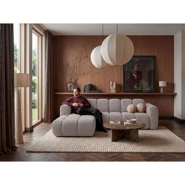 Colțar bej extensibil cu tapițerie din chenille (cu colț pe partea stângă) Michell – Miuform-image-4