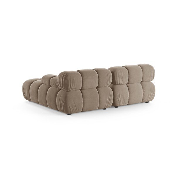 Colțar modular bej cu tapițerie din catifea (cu colț pe partea dreaptă/cu șezlong) – Micadoni -image-3