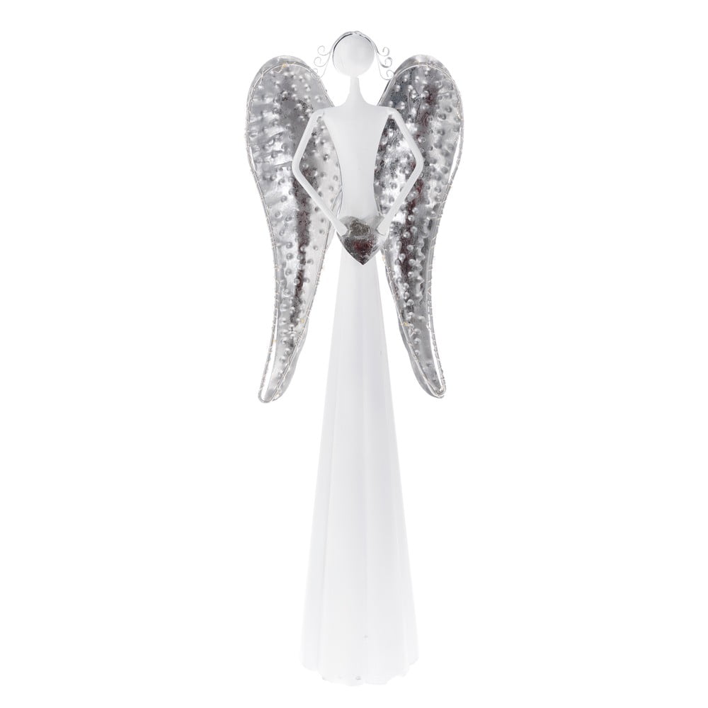 Statuetă din metal cu LED în formă de înger Dakls, înălțime 49 cm