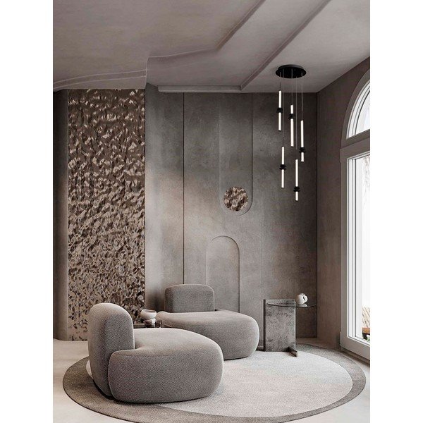 Lustră negru-mat LED cu intensitate reglabilă din ceramică cu abajur din sticlă acrilică ø 35 cm Stalactite – Nova Luce-image-1