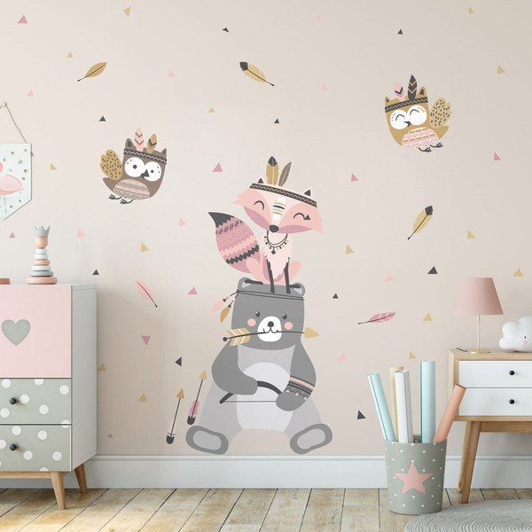 Autocolante de perete pentru camera copiilor Ambiance Bear Indian Sweet-image-1