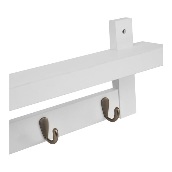Cuier de perete din bambus alb cu raft - Casa Selección-image-1