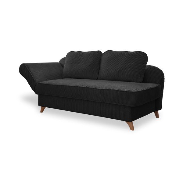 Șezlong gri antracit cu tapițerie din catifea reiată  (cu colț pe partea stângă) Chic Charlotte – Miuform